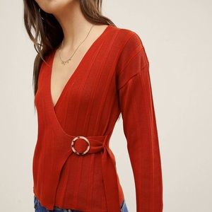 NWT ASOS DESIGN TALL WRAP JUMPER WITH BUCKLE| RUST | Size 6